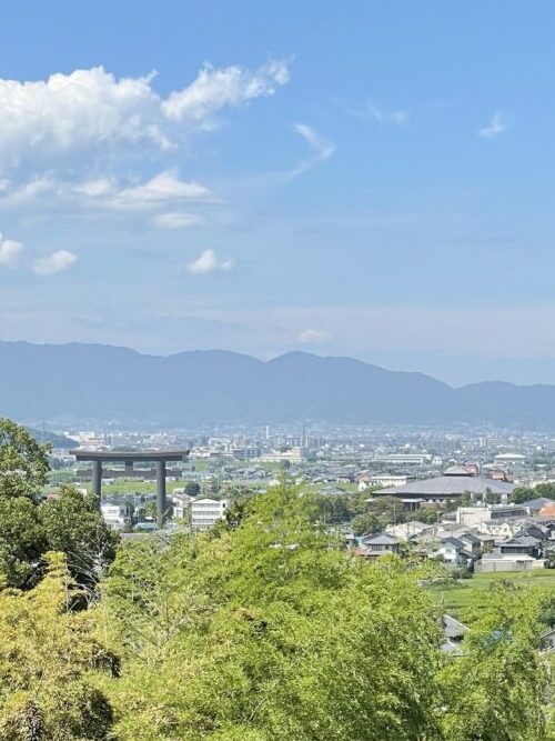 三輪山展望スポットからの風景|遠くに見える一の鳥居