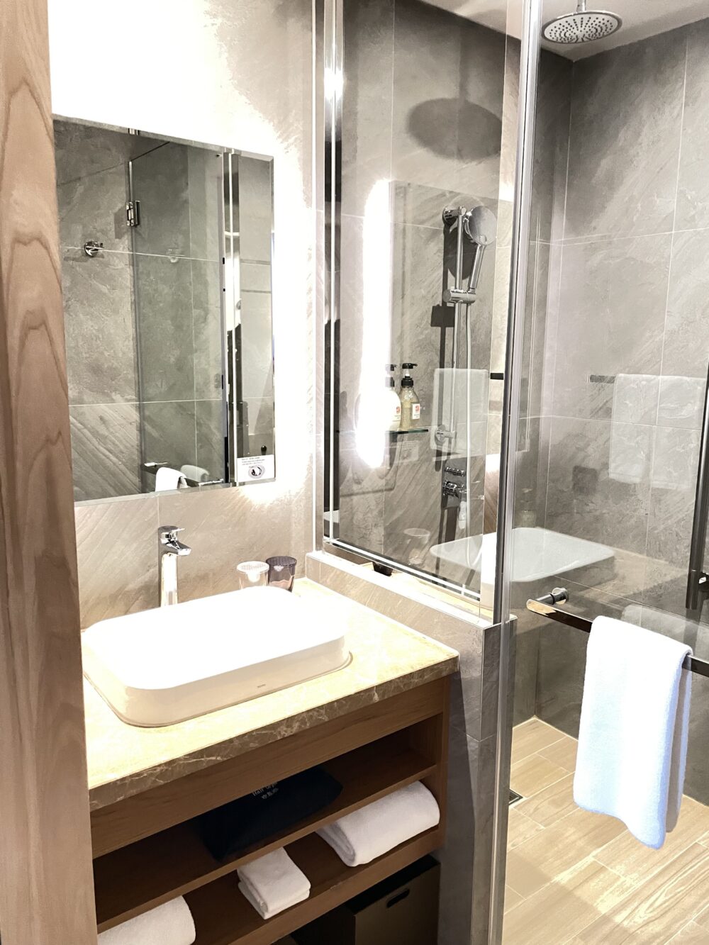 ソラリア西鉄ホテル台北西門のバスルーム(洗面台とシャワールーム)